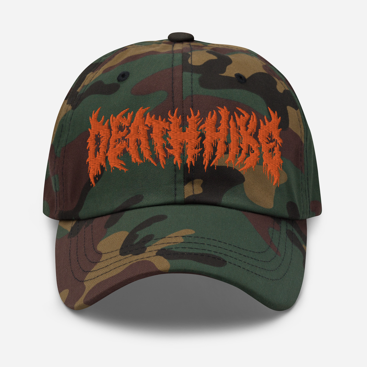 DEATH HIKE’S ORANGE LOGO CAMO DAD HAT